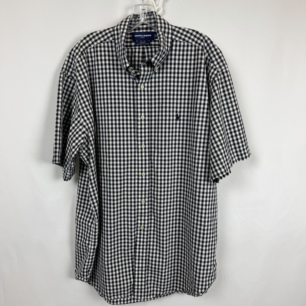 Vintage Ralph Lauren Golf Blake XL Button Down Shirt Gingham Check Pony Logo